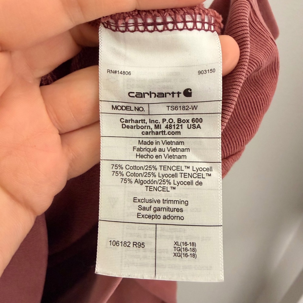 Carhartt Loose Fit Cropped Henley French Terry Sweatshirt (XL) Oversized Womens - Picture 9 of 12